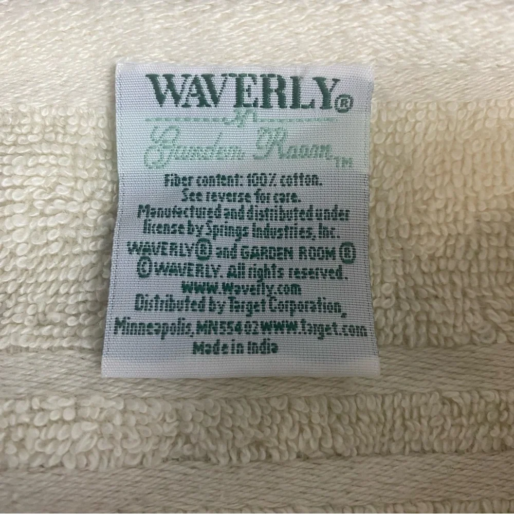 Vtg Waverly Garden Rm Towel set 1 bath 46x25.5 1 hand 24.5x15 & 1 Finger 17x10.5